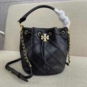 Black Tory Burch Black Soft Fleming Bucket Bag